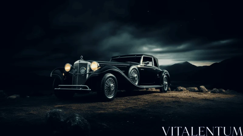 Vintage Car in a Dark and Brooding Scene | Classical Genre Painting AI Image