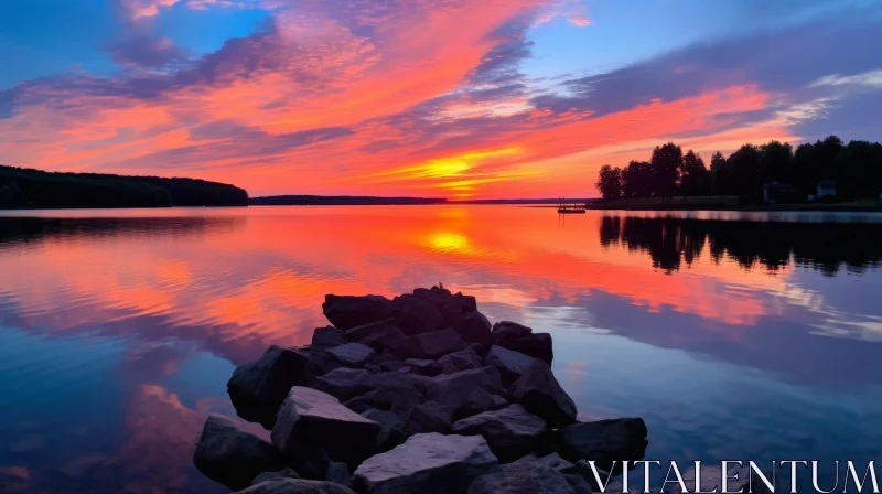 Breathtaking Sunset Over Lake - Nature's Beauty Captured AI Image