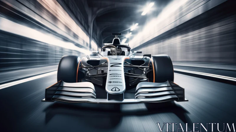 Formula 1 Car Racing in Tunnel - Speed and Competition AI Image