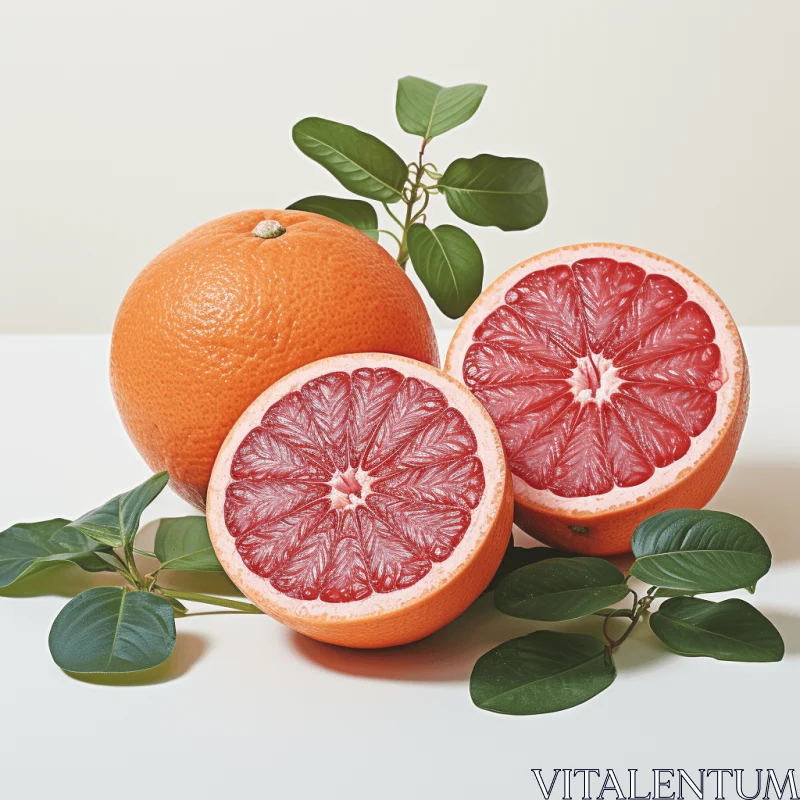 Grapefruit Leaves on White Surface - Advertisement Inspired AI Image