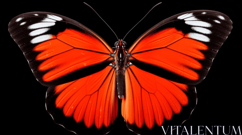 Red and White Butterfly on Black Background - Art of Tonga AI Image