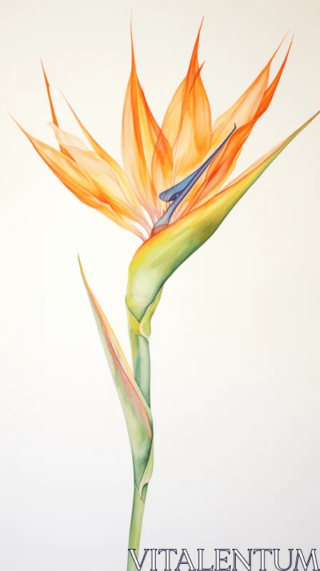 Bird of Paradise Flower: A Watercolor and Oil Fusion AI Image