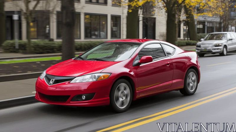 Captivating Red Acura Sedan on the Street | Electric Energy AI Image