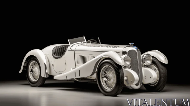 Graceful Elegance: Captivating White Antique Car in Bold Structural Designs AI Image