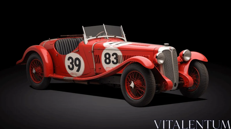 Vintage Race Car Artwork in Light Crimson and White AI Image