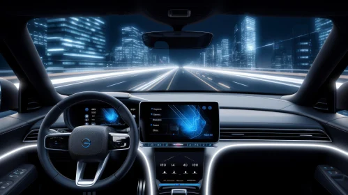 Futuristic Car Interior at Night