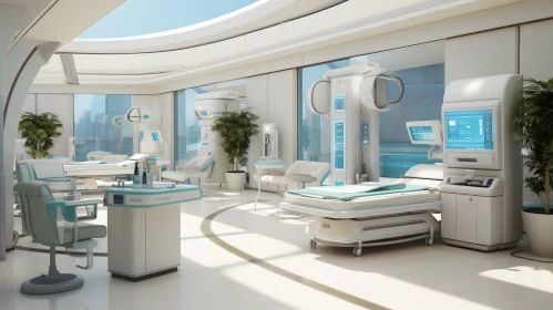Futuristic Hospital Room with Advanced Medical Equipment