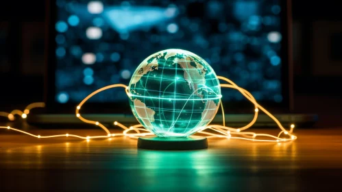 Glowing Globe Network - 3D Rendering