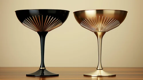 Luxurious Champagne Glasses on Wooden Table