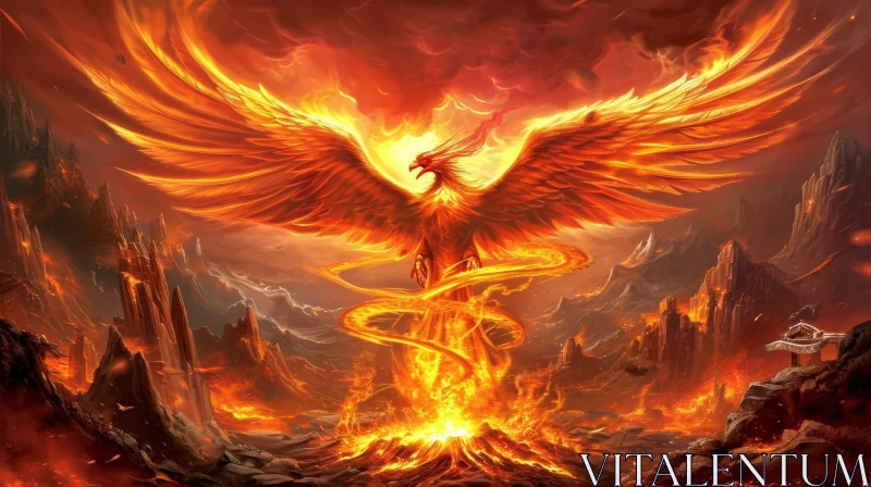 AI ART Majestic Phoenix Rising - Symbol of Renewal and Strength
