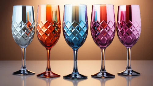 Reflective Wine Glasses in Various Colors