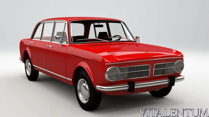Vintage Red Car - Realistic 3D Model | Exquisite Craftsmanship AI Image
