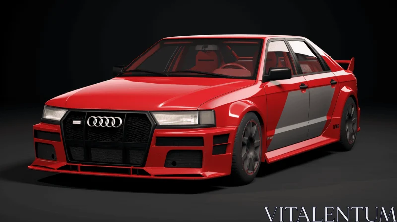 Eerily Realistic Red and Grey Audi Car on Black Background | Hyper-Detailed Renderings AI Image