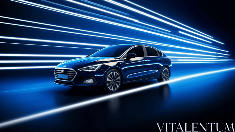 Elegant Hyundai Accord Car Driving on Highway - Realistic Depiction of Light AI Image