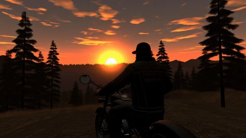 Mountain Sunset Motorcycle Rider
