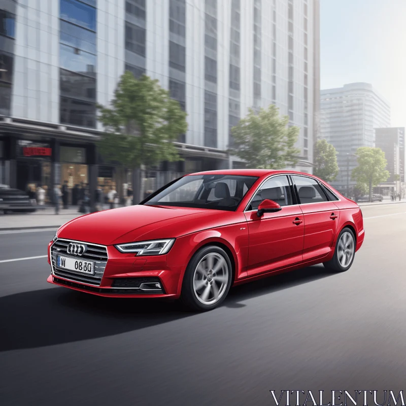 Captivating Red Audi in Urban Environment | Dynamic Lines AI Image