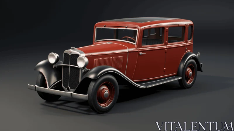 Captivating Red Vintage Car in Rendered 3D Model - Elegant Lines AI Image