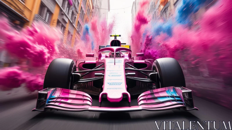 AI ART Fast-paced Formula 1 Car Racing in City Street