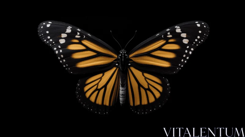 Monarch Butterfly on Black Background - Aerial View AI Image