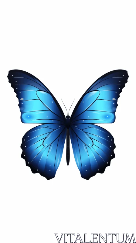 Blue Butterfly Vector Illustration on White Background AI Image