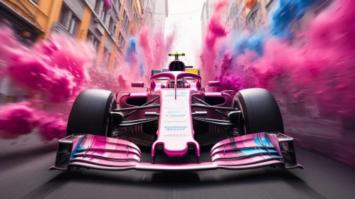 Fast-paced Formula 1 Car Racing in City Street