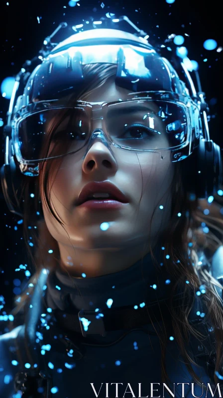Futuristic Woman Portrait with Headset AI Image