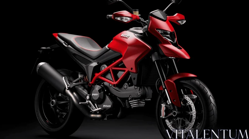 Red Motorcycle on Black Background | Clean and Streamlined Design AI Image
