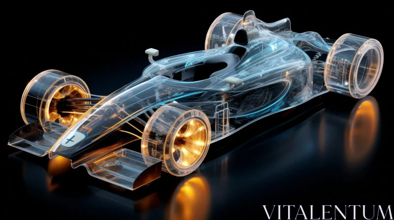 AI ART Sleek Formula 1 Racing Car in Translucent Glass