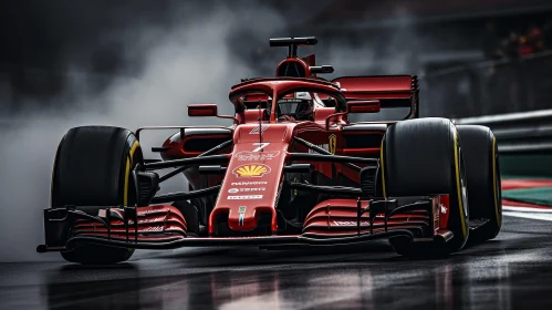 Intense Formula 1 Racing on Wet Track