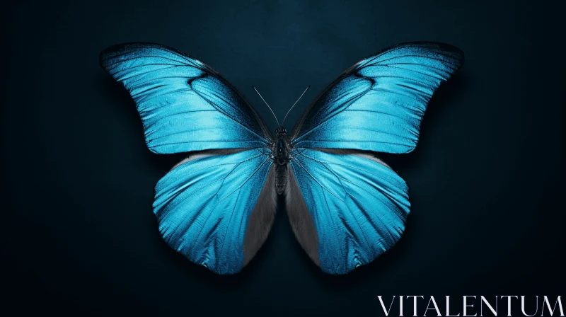 Blue Butterfly on Black Background - A Minimalist Masterpiece AI Image