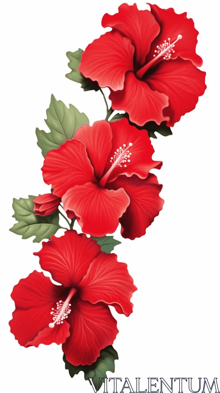 Tropical Hibiscus Flowers Illustration - Art of Tonga AI Image