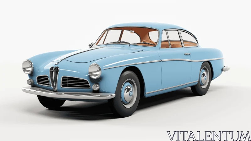 Vintage Alfa Romeo Sports Car in Blue - Hyper-Detailed Rendering AI Image