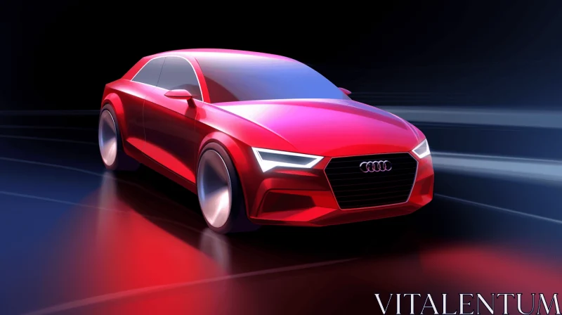Captivating Red Audi Car Artwork | Neon Lights | Abstract Design AI Image
