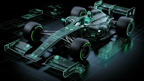 Sleek Formula 1 Car Design in Black and Green