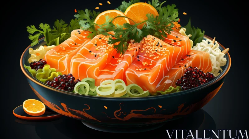 AI ART Dragon Design Poke Bowl with Salmon and Avocado