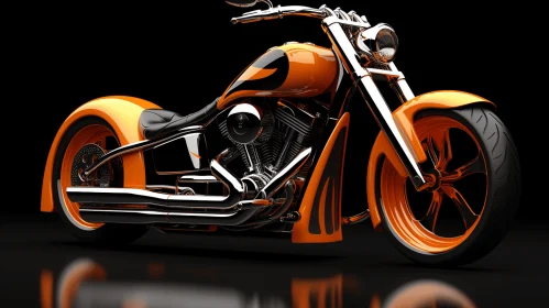 Orange Motorcycle on Dark Background | Curvaceous Simplicity