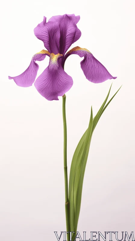 Purple Iris on White Background - A Study in Symmetry and Balance AI Image