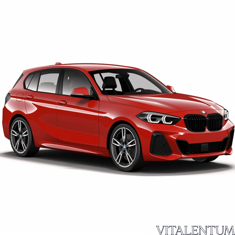 Red BMW M140i Hatchback with Striking High-Contrast Shading AI Image