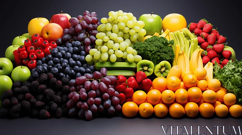 Colorful Arrangement of Fruits and Vegetables | Photo-Realistic Techniques AI Image