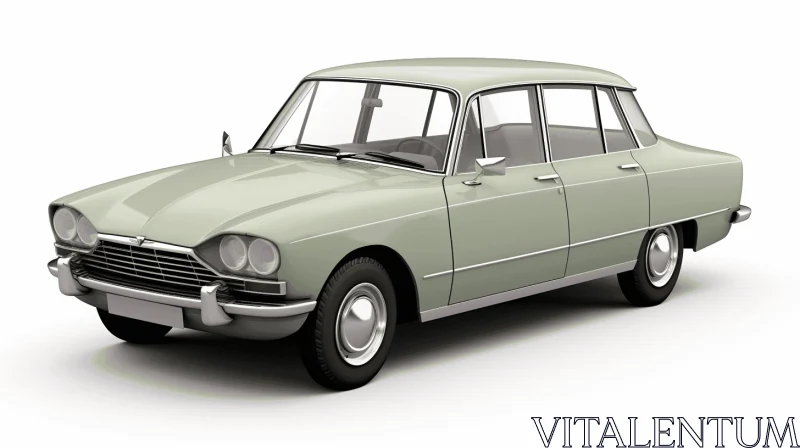 Old Green Car on White Background | Realistic Detailing | Classical Elegance AI Image