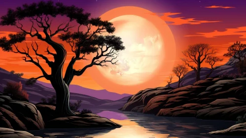 Enchanting Moonlit Tree Landscape
