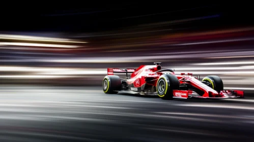Red Formula 1 Race Car in Motion