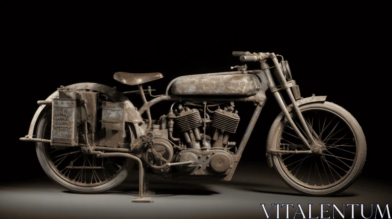 Captivating Weathered Motorcycle Artwork | Rustic Beauty AI Image