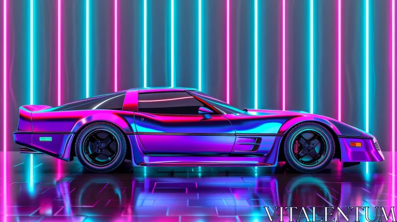 Classic Sports Car 3D Rendering | Retro Chevrolet Corvette Art AI Image