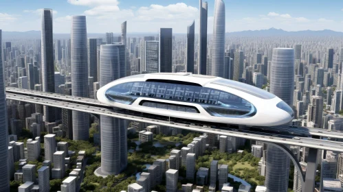 Futuristic City with Maglev Train | Urban Future Scene