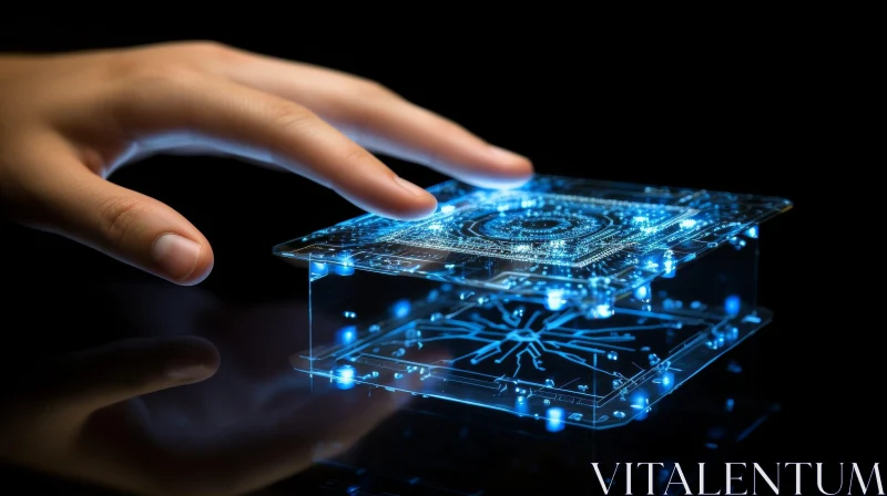 Futuristic Glass Computer Chip 3D Rendering AI Image
