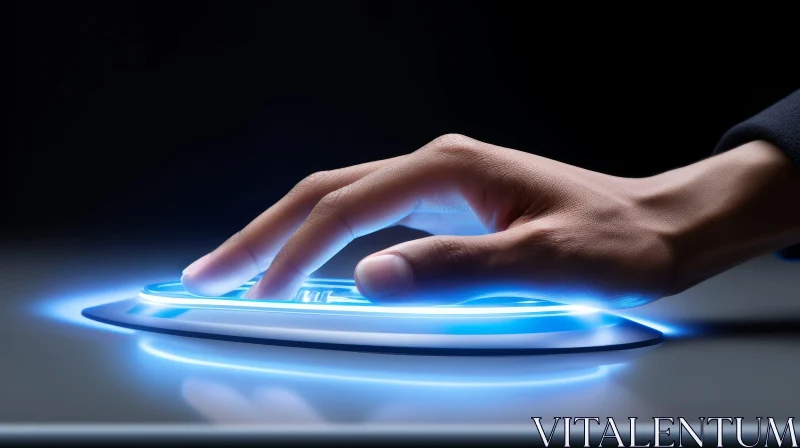 AI ART Glowing Blue Circle - Futuristic Technology Concept