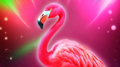 Pink Flamingo in Nature - Artistic Image