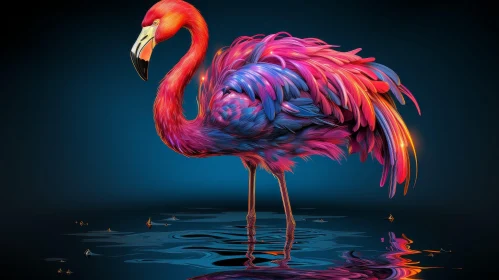 Realistic Flamingo Painting in Water