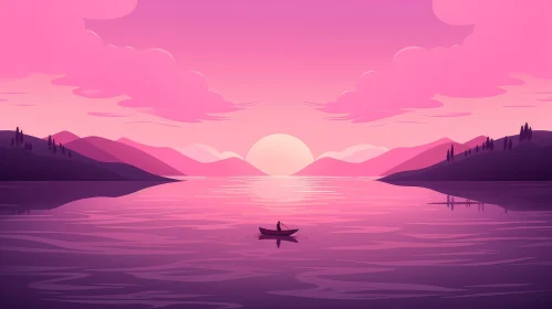 Tranquil Sunset Lake Landscape